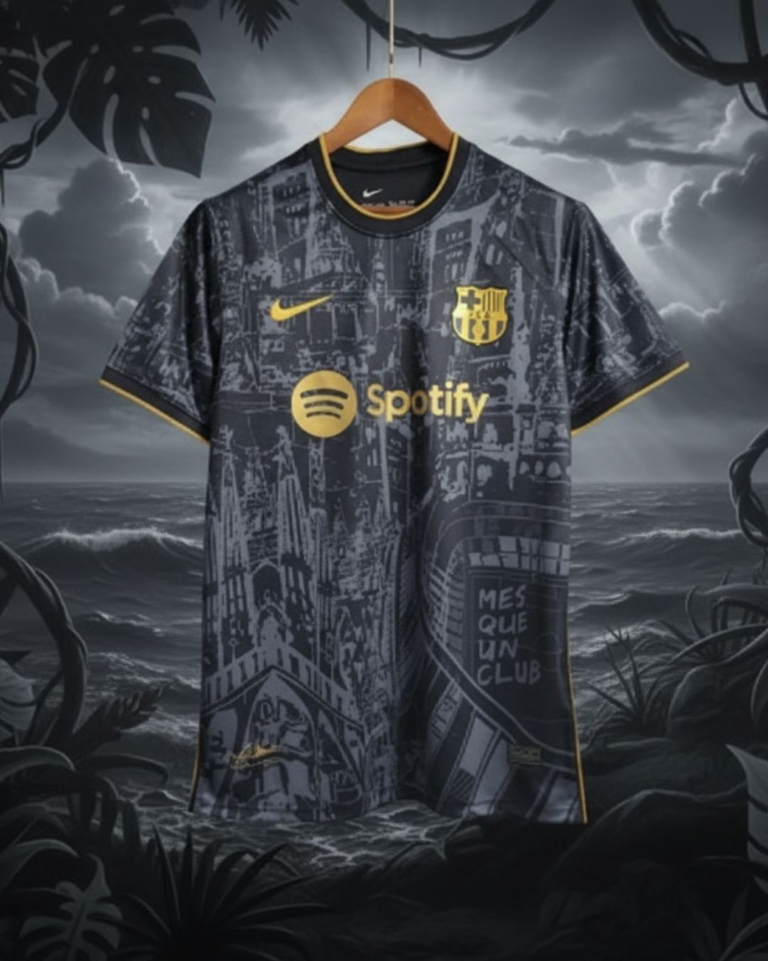 Maillot concept noire et doré du FC Barcelone